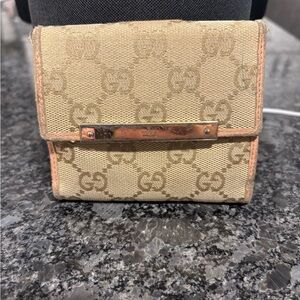 Gucci Tan Monogram Canvas Wallet